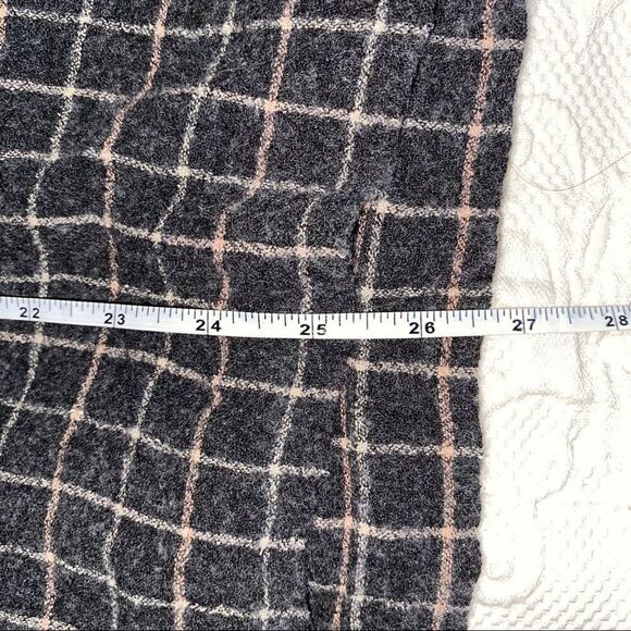 ZARA Grey Pink White Plaid Window Boxy Fit High-low Pain Print Top Size XS - Picture 10 of 12